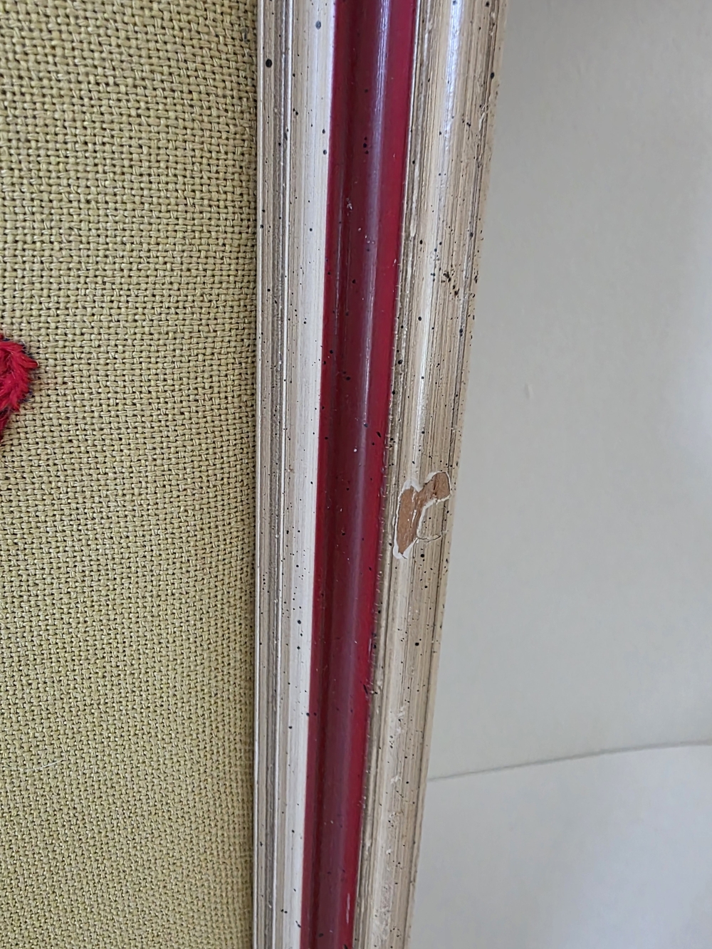 Vintage Mid Century Modern Crewel Embroidery Cardinals Mistletoe Framed Wall Art - Picture 14 of 16
